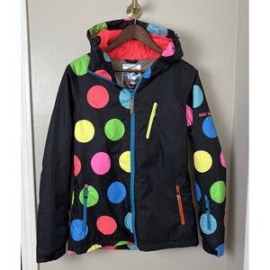 Gsou Snow Jacket Women XS Ski Snowboard Coat Hood Warm Outdoor Colorful Polkadot